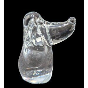 Vintage grynnen barret Basset Hound Glass Clear Figurine Paperweight 4‎ inch